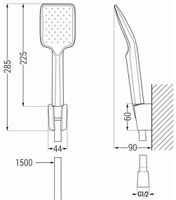 Mexen Sabre R62 vaňová batéria so sprchovým setom, biela - 7213R62-20