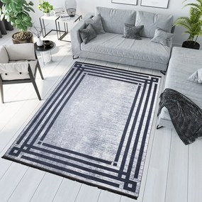 Sivý trendový koberec s protišmykovou úpravou a geometrickým vzorom Šírka: 140 cm | Dĺžka: 200 cm