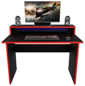 Herný pc stôl Adapt (čierna + červená) (s RGB LED osvetlením). Vlastná spoľahlivá doprava až k Vám domov. 1054991