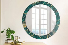 Okrúhle ozdobné zrkadlo na stenu Zelený malachitový mramor fi 80 cm
