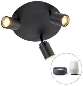 Inteligentné kúpeľňové bodové svetlo čierne IP44 vrátane 3 wifi GU10 - Ducha