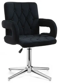 LuxuryForm DESIGN Stolička BOSTON VELUR na striebornom kríži - čierna