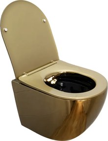 BPS-koupelny Závesná WC misa so SoftClose sedadlom HYD-4154, čierna/zlatá