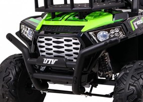 Ramiz Buggy UTV Off-roader pre deti Zelená + diaľkové ovládanie + nosič batožiny + pomalý štart + EVA + MP3 LED