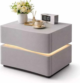 LuxuryForm DESIGN Nočný stolík ALVA s LED osvetlením – svetlosivý