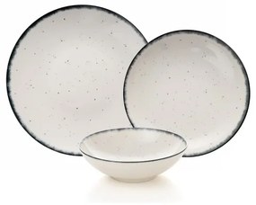24-dielna jedálenská súprava, biela/čierna, porcelán