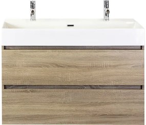 Kúpeľňová zostava Maxx XL dub sivý s keramickým umývadlom 2 otvormi 100 cm
