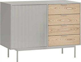 Teulat Sierra drevená komoda so zásuvkami - Sivá - 108 cm