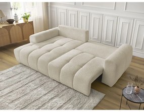 Béžová rozkladacia/s úložným priestorom rohová pohovka z textílie buklé (ľavý roh/s leňoškou) Roxelane – Bobochic Paris