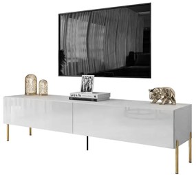 TV STOLÍK ELEGANTE 2 BIELY LESK + ZLATÉ NOŽIČKY 175 cm