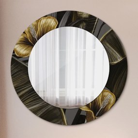 Okrúhle ozdobné zrkadlo na stenu Hibiscus kvety fi 50 cm