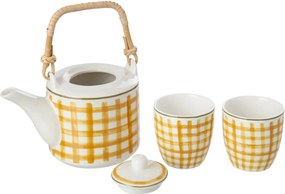 Konvice a šálky z kameniny hořčicově žluté – 16*11,5*12 cm