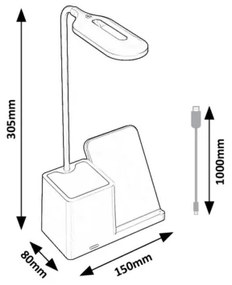 Rabalux 74233 - LED Stmievateľná stolná lampa CERIE LED/4W/5V biela