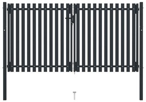 Dvojkrídlová plotová brána, oceľ 306x200 cm, antracitová 146353