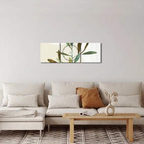 Obraz - Akvarelová vetvička N⁰2 (s hodinami) (90x30 cm)