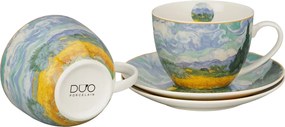 Porcelánová šálka s podšálkou Van Gogh Wheat Field 270 ml sada 2ks