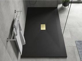 Mexen Hugo, obdĺžniková sprchová vanička SMC 170 x 100 cm, čierna, zlatá krytka, 42701017-G