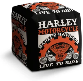Sablio Taburet Cube Harley-Davidson Live to ride: 40x40x40 cm