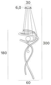 MAXLIGHT P0483D -LED S. luster na lanku RITZ LED/100W/230V pr. 60 cm CRI 90 mosadz