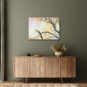 Obraz - Akvarelový vtáčik na strome (70x50 cm)