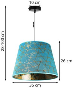 Závesné svietidlo Werona 4, 1x modré textilné tienidlo so vzorom, g, s