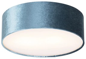 Moderné stropné svietidlo modré 30 cm so zlatým vnútrom - Drum