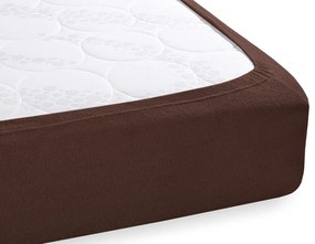 Froté napínacie prestieradlo na vysoký matrac FR-026 Čokoládovo hnedé 80 x 200 - výška 30 cm