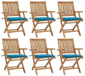 Skladacie záhradné stoličky s podložkami 6 ks tíkový masív 3072754