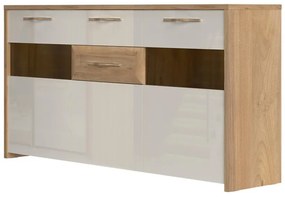 Komoda Gala K172-3KS2F/GL lakované pacific walnut/beige