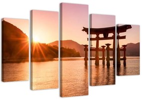 Obraz na plátně pětidílný Krajina Japonsko - 200x100 cm