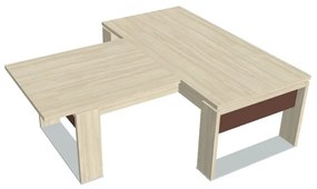 Stôl Verno+ S 200 x 220 cm s rokovacím prvkom, agát / hnedá