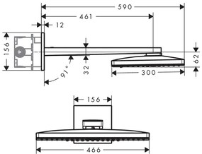 Hansgrohe Rainmaker Select, hlavová sprcha 460 2jet so sprchovým ramenom, biela/chrómová, HAN-24005400