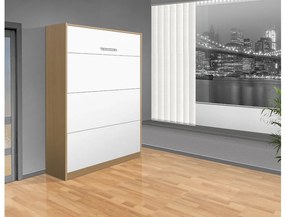 Nabytekmorava Sklápacia posteľ VS 1054 P - 200x160 cm A nosnosť postele: zvýšená nosnosť o 20 kg, farba lamina: buk/biele dvere