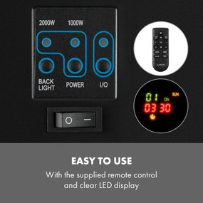 Klarstein Basel Baseline, elektrický krb, 2000 W, 2 úrovne ohrevu, termostat, sklo, ušľachtilá oceľ