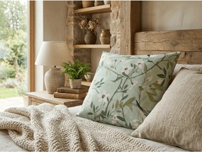 Bavlnená obliečka na vankúš FLORIBIRD POLY 45x45 cm, zelená