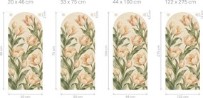 Akvarelové tulipány v oblúku pastelové oblúkové nálepky na stenu do spálne oblúk 20 x 46 cm