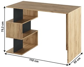 Písací stôl Abes - dub artisan / grafit