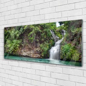 Obraz na akrylátovom skle Vodopád skala príroda 125x50 cm