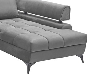 Rohová sedacia súprava Paris, stredne šedá látka, pravý roh