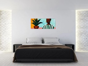 Obraz - Žena s kvetinou (120x50 cm)