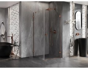 Mexen Lunar-B, pravostranný výklopný sprchový kút 70 x 70 cm, 8mm číre sklo, profil ružové zlato, 832-070-070-60-00-P