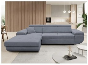 Rozkladacia rohová sedacia súprava s úložným priestorom vo tvare L CASTELO ľavá tmavošedá