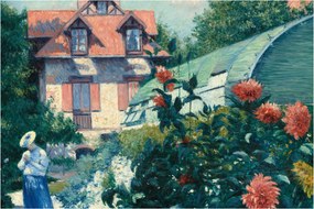 Obraz - Gustave Caillebotte, Dahlias, Garden at Petit Gennevilliers, reprodukcia (90x60 cm)