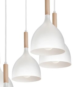 Luster na lanku NOAK WOOD 5xE27/15W/230V biela/buk