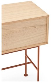 Tehlovočervený konzolový stolík v dubovom dekore Teulat Yoko