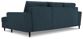 Tmavomodrá menčestrová rozkladacia/s úložným priestorom rohová pohovka (pravý roh/s leňoškou) Kyoto – Cosmopolitan Design