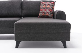 Rohová rozkládací sedací souprava Belen 300 cm antracitová