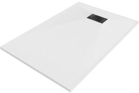 Mexen Hugo, obdĺžniková sprchová vanička SMC 130 x 80 cm, biela, čierna krytka, 42108013-B