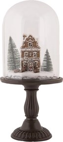 Perníková chalúpka v poklope na podstavci Ginger Led - Ø 17*36 cm / 2*AAA