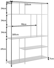 Knižnica/Regál 42025 135cm Slim Line  Čierny jaseň